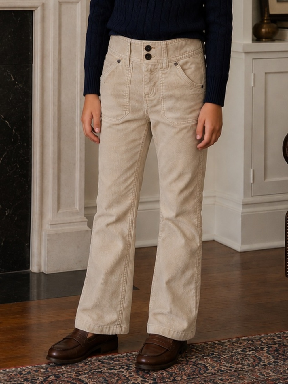 Abercrombie Kids Corduroy Pants Girl’s Size 12 Bootcut Tan Y2K